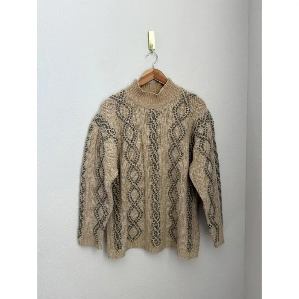 Vintage 90’s Eddie Bauer Legends Wool Blend Fisherman Knit Sweater‎ Women’s M